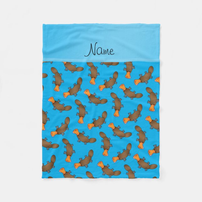 Couverture Polaire Motif nommé personnalisé d'ornithorynque de bleu (Devant)