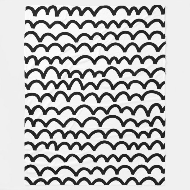Couverture Polaire Motif ondulé - Noir sur blanc (Devant)