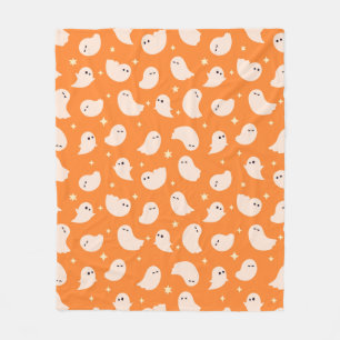 Couverture Polaire Motif Orange Ghost Doodle