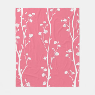 Couverture Polaire Motif oriental de fleur de prune