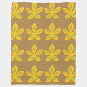Couverture Polaire Motif Palmate d'or