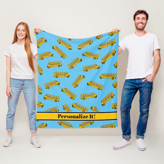 Couverture Polaire Motif PERSONNALISÉ d'autobus scolaire (En situation)
