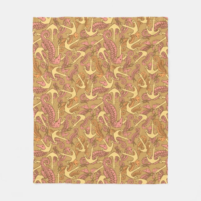 Couverture Polaire Motif peu précis d'hippocampe et d'Ancre (Devant)