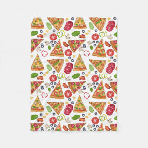 Couverture Polaire Motif Pizza d'aquarelle