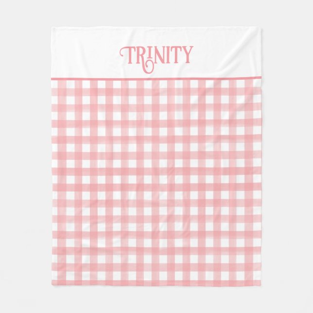 Couverture Polaire Motif Plaid classique rose et blanc En vichy (Devant)
