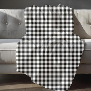 Couverture Polaire Motif Plaid Rustique Noir Et Blanc