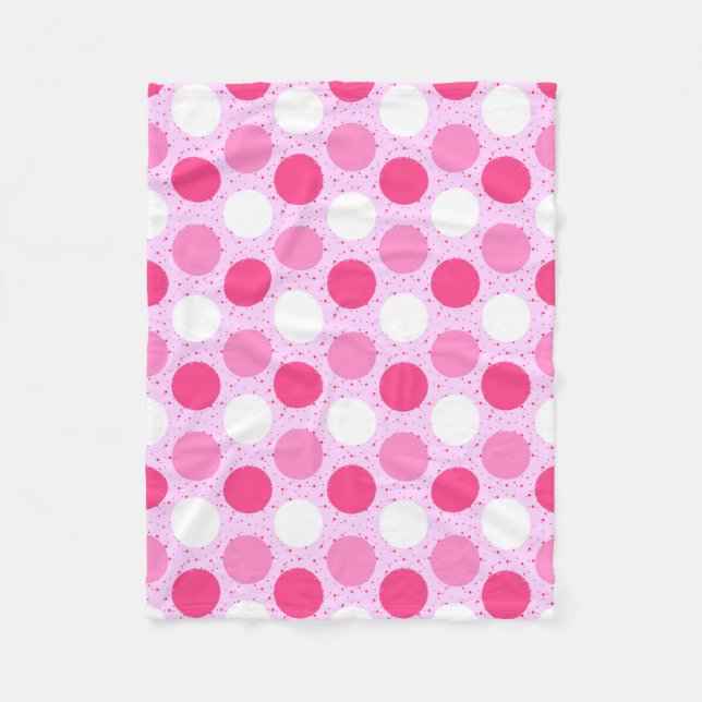 Couverture Polaire Motif pois rose (Devant)