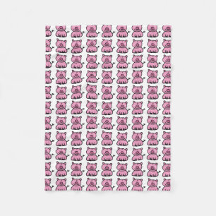 Couverture Polaire motif porcin rose