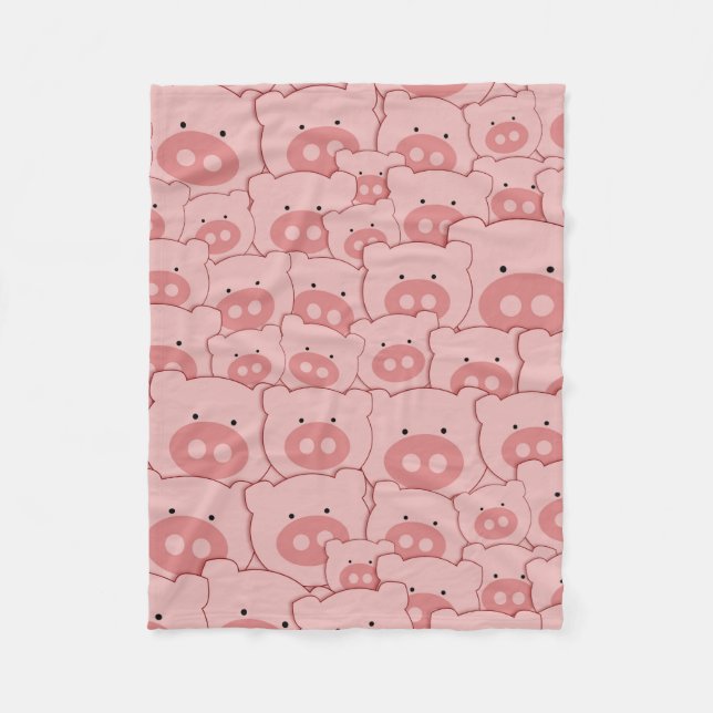 Couverture Polaire Motif porcin rose de porcs (Devant)