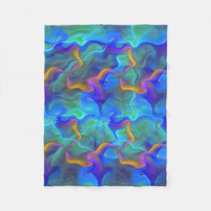 Couverture Polaire Motif pourpre bleu turquoise au néon abstrait de