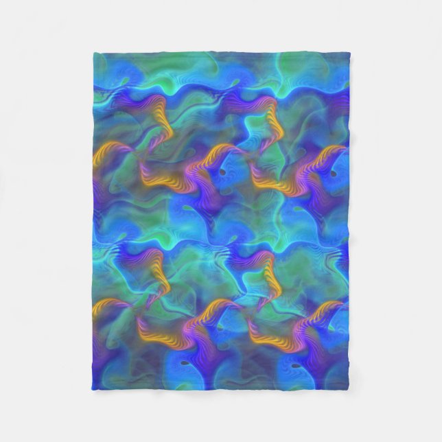 Couverture Polaire Motif pourpre bleu turquoise au néon abstrait de (Devant)