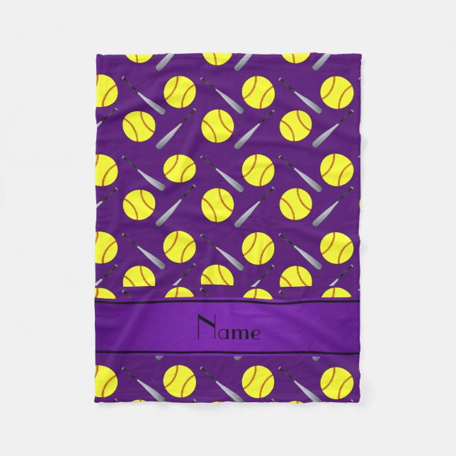 Couverture Polaire Motif pourpre nommé personnalisé du base-ball (Devant)