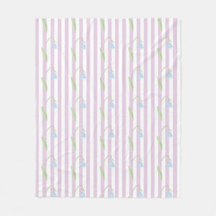 Couverture Polaire Motif rayé pastel rose esthétique avec fleurs