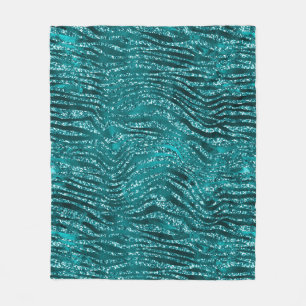 Couverture Polaire Motif rayures de tigre pailleté ombré sarcelle