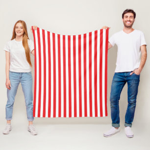Couverture Polaire Motif rayures verticales rouges et blanches classi