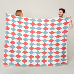 Couverture Polaire Motif rétro Preppy Géométrique bleu et rouge blanc