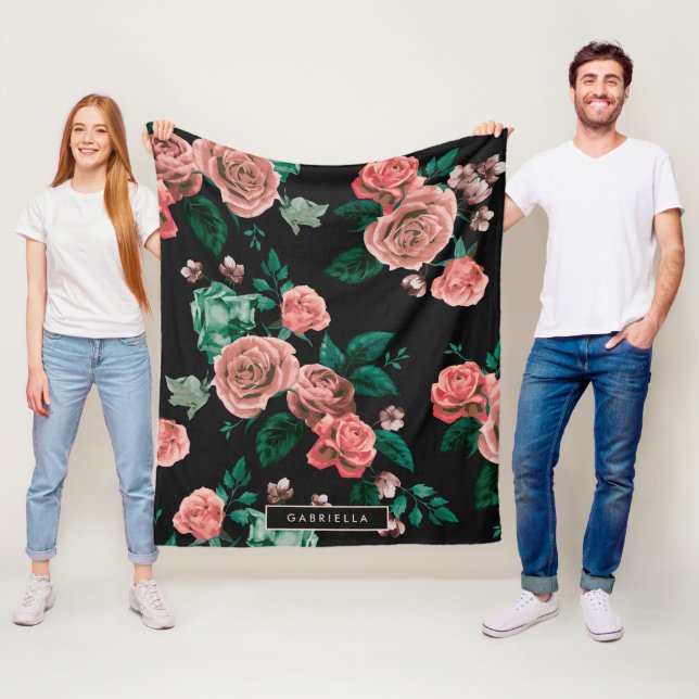 Couverture Polaire Motif rose (En situation)