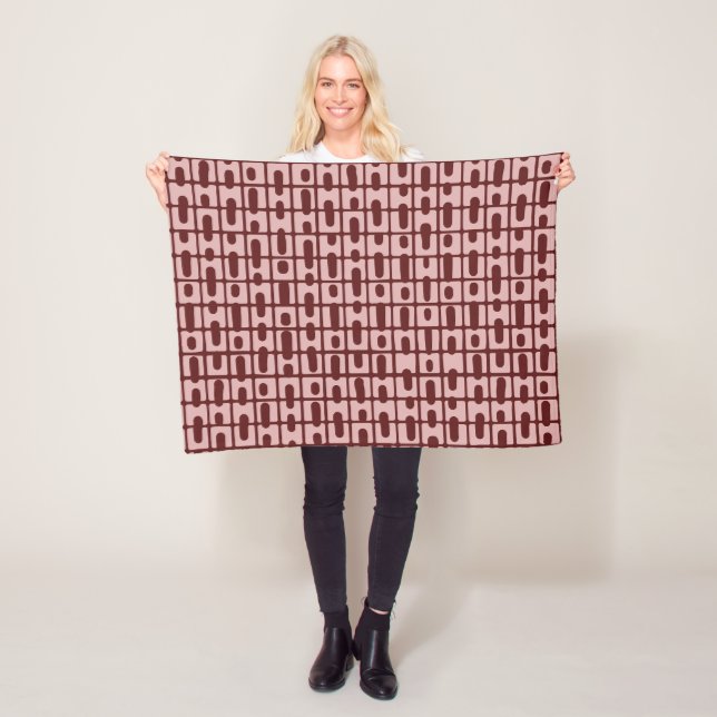 Couverture Polaire Motif rose bordeaux Abstrait simple (En situation)