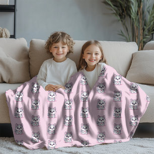 Couverture Polaire Motif Rose Chien Husky Kawaii Moderne