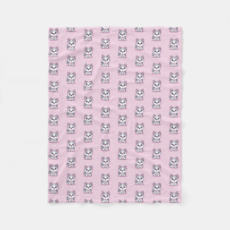 Couverture Polaire Motif Rose Chien Husky Kawaii Moderne