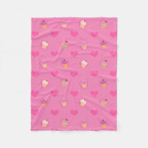 Couverture Polaire Motif rose de petit gâteau