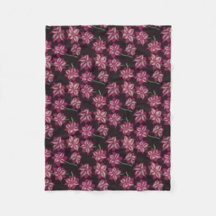 Couverture Polaire Motif rose et blanc Dahlia