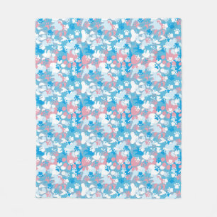 Couverture Polaire Motif rose et bleu de chien de camouflage
