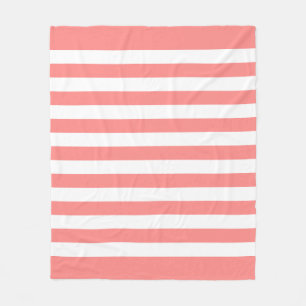 Couverture Polaire Motif Rose Pastel & Lignes Blanches