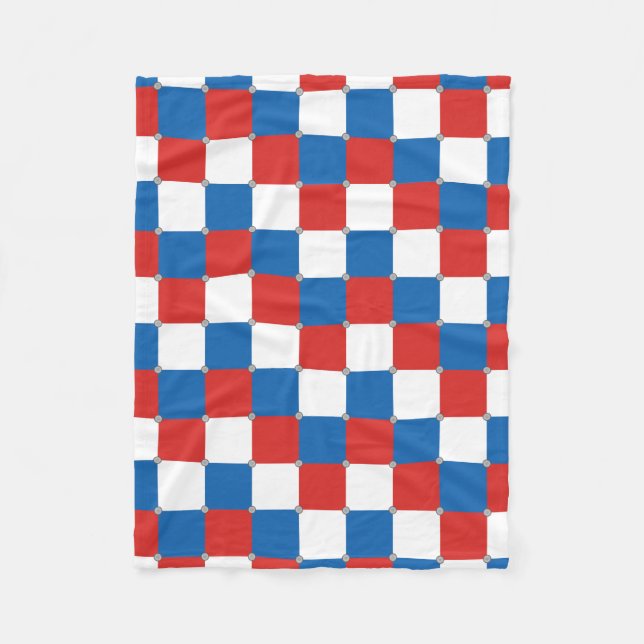 Couverture Polaire Motif rouge blanc et bleu à damiers (Devant)