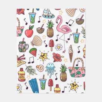 Couverture Polaire Motif sans couture avec des éléments d'été. illust