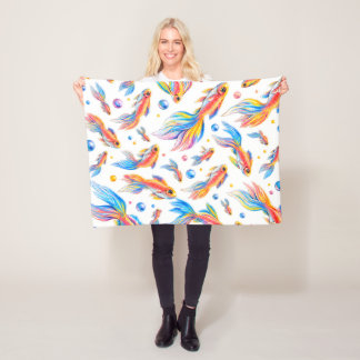 Couverture Polaire Motif sans couture de poissons rouges colorés – Ea
