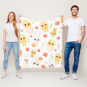 Couverture Polaire Motif sans couture de poussins et de lapins de Pâq
