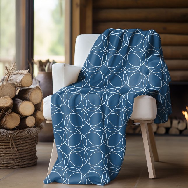 Couverture Polaire Motif simple moderne (fleece blanket with blue circle pattern)