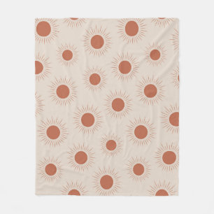 Couverture Polaire Motif solaire abstrait bohème minimaliste en terre