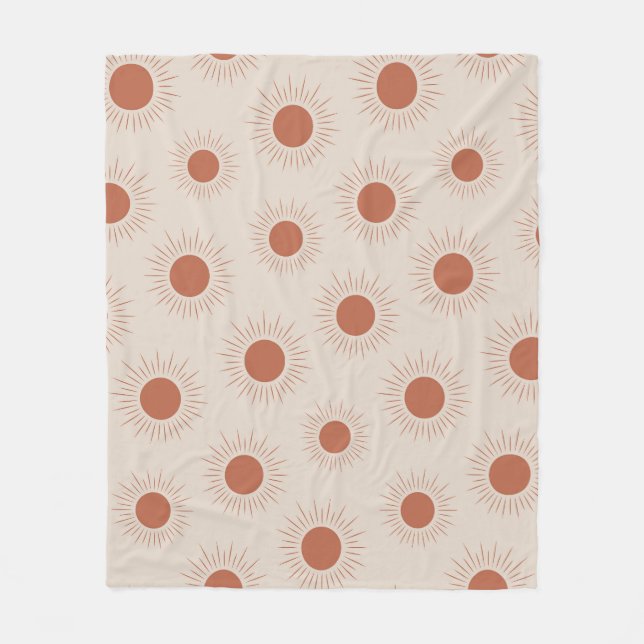 Couverture Polaire Motif solaire abstrait bohème minimaliste en terre (Devant)
