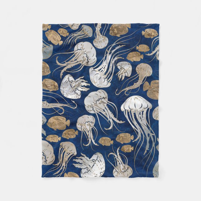 Couverture Polaire Motif sous-marin de méduse (Devant)