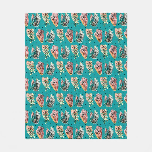 Couverture Polaire Motif succulent de cactus graphique abstrait (Devant)