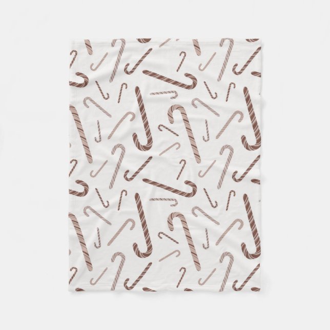 Couverture Polaire Motif Sucre de canne Brown et blanc (Devant)