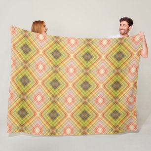 Couverture Polaire Motif Tartan Moderne Tartan Orange Vert Tan Plaid.