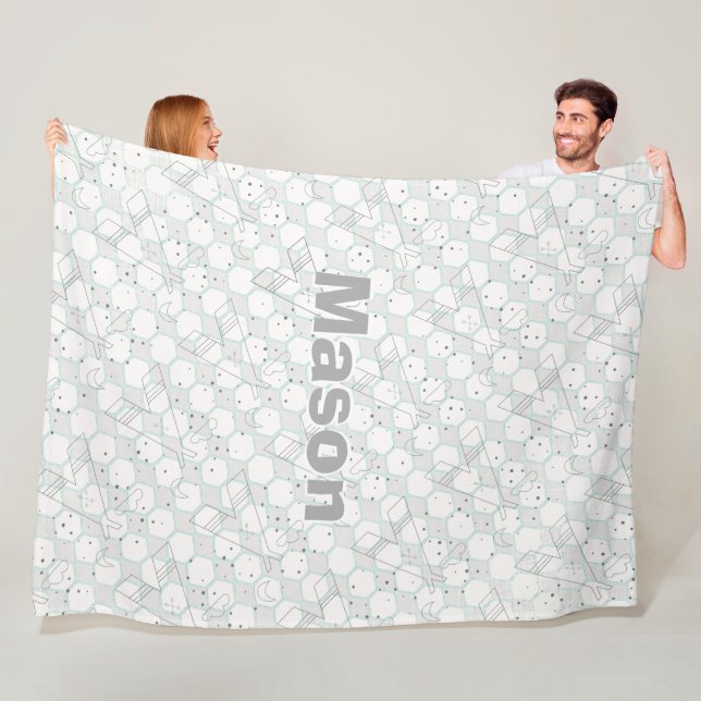 Couverture Polaire Motif Teepee Gris Personnalisé (En situation)