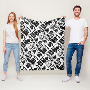 Couverture Polaire Motif téléphonique noir rétro
