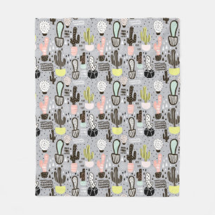 Couverture Polaire Motif texturisé tiré par la main de cactus