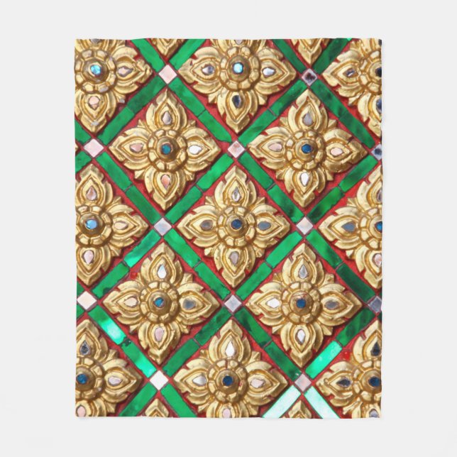 Couverture Polaire Motif thaïlandais à l'intérieur du mur de Templeth (Devant)