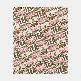 Couverture Polaire MOTIF THÉ CAFÉ, Blanche polaire