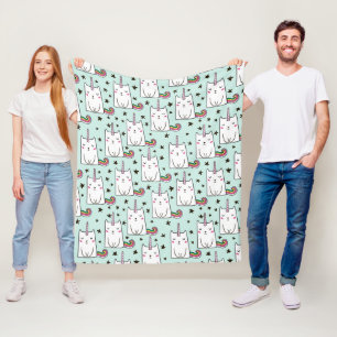 Couverture Polaire Motif tiré par la main mignon de chat de licorne