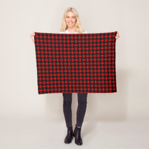 Couverture Polaire Motif Tissé Rouge Noir