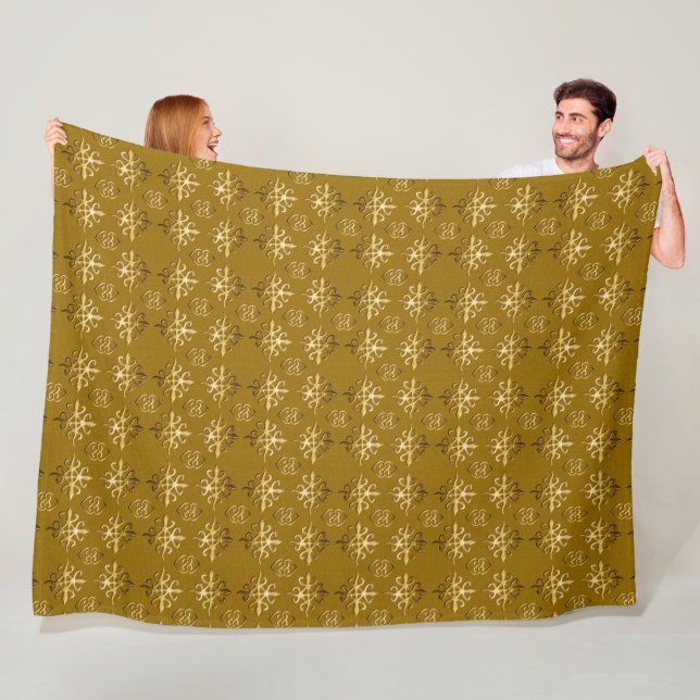 Couverture Polaire motif tribal d'afrique ethnique.Adinkra. Fleece Bl (En situation)