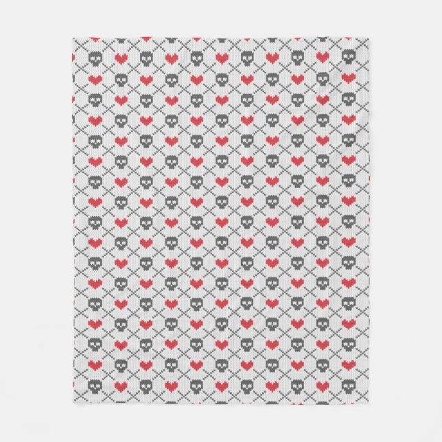 Couverture Polaire Motif tricoté avec des crânes (Devant)