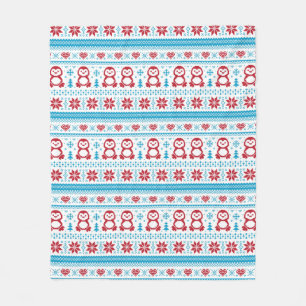 Couverture Polaire Motif tricoté Noël et hiver