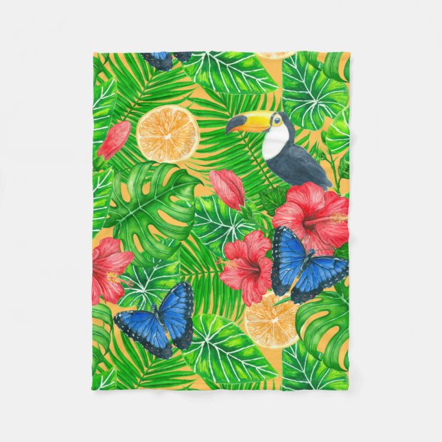 Couverture Polaire Motif tropical (Devant)